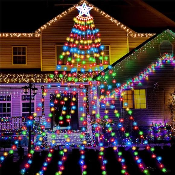 350 LED Christmas Decor Star Light Outdoor 12.5FT Lights Waterproof(Colorful)